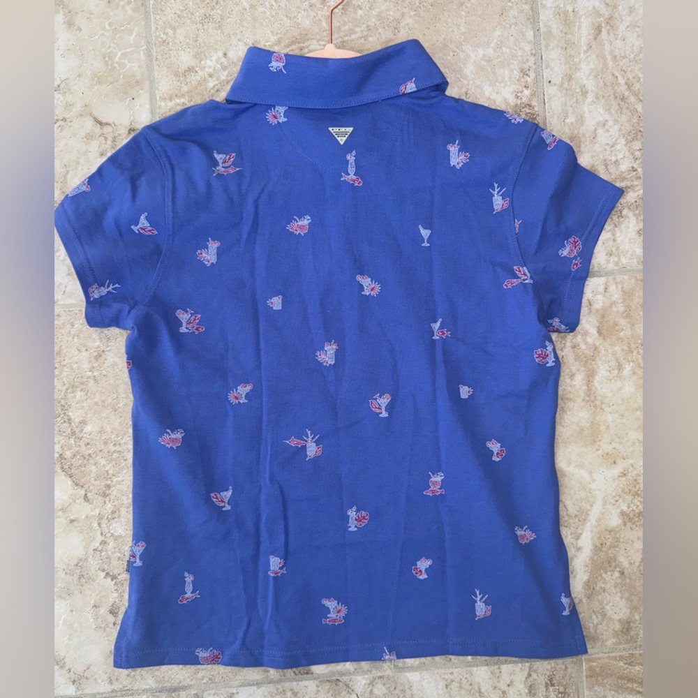 Women's Columbia blue South Sand Point Polo‎ PFG Shirt Size M - Picture 7 of 8